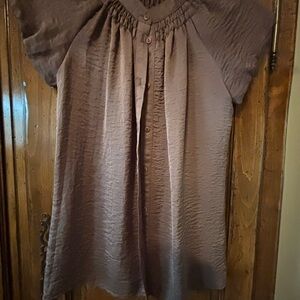 Jigsaw Brown Puff Sleeve Smocked Blouse